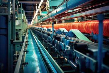 Fototapeta premium State-of-the-Art Industrial Factory: Advanced Manufacturing and Distribution Facility with Automated Technology for Food and Beverage Production