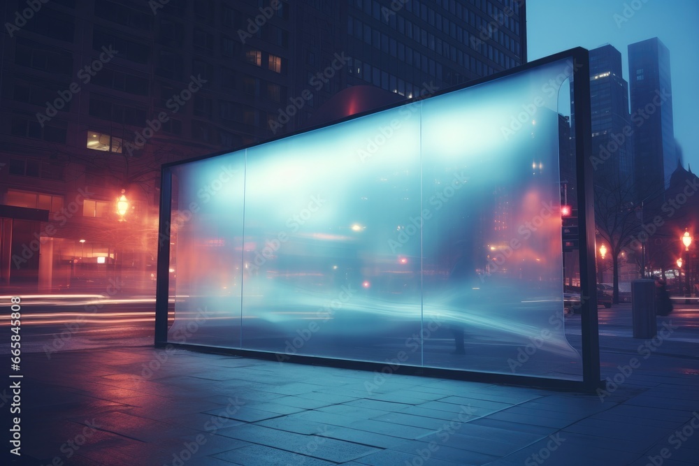 Poster Capture Attention with This Modern Blank Billboard Mockup on a Busy Urban Street, Ideal for Displaying Your Marketing Message at Night