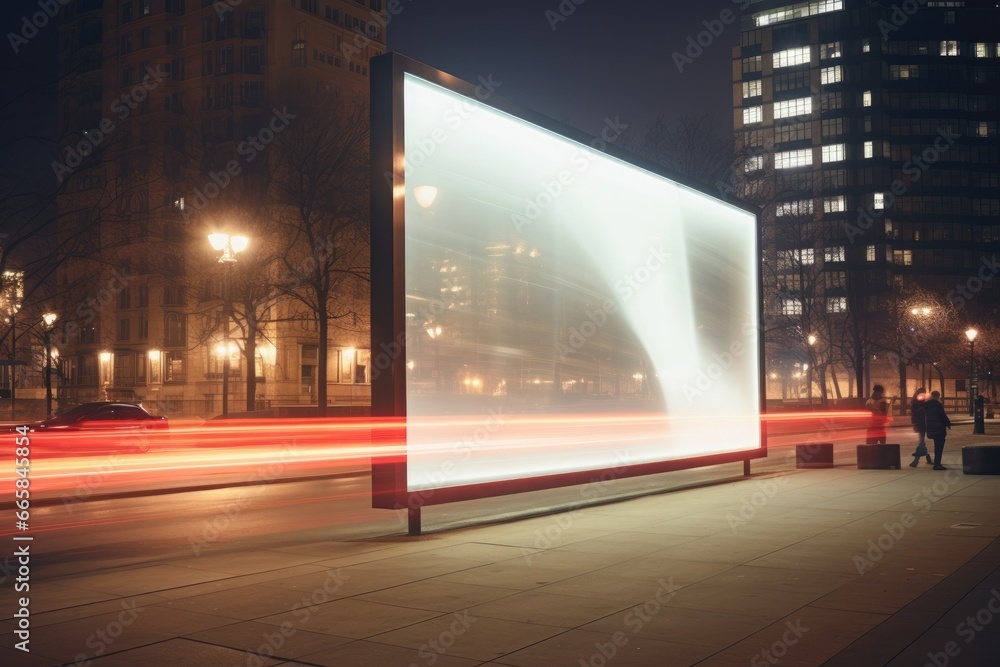 Poster capture attention with this modern blank billboard mockup on a busy urban street, ideal for displayi