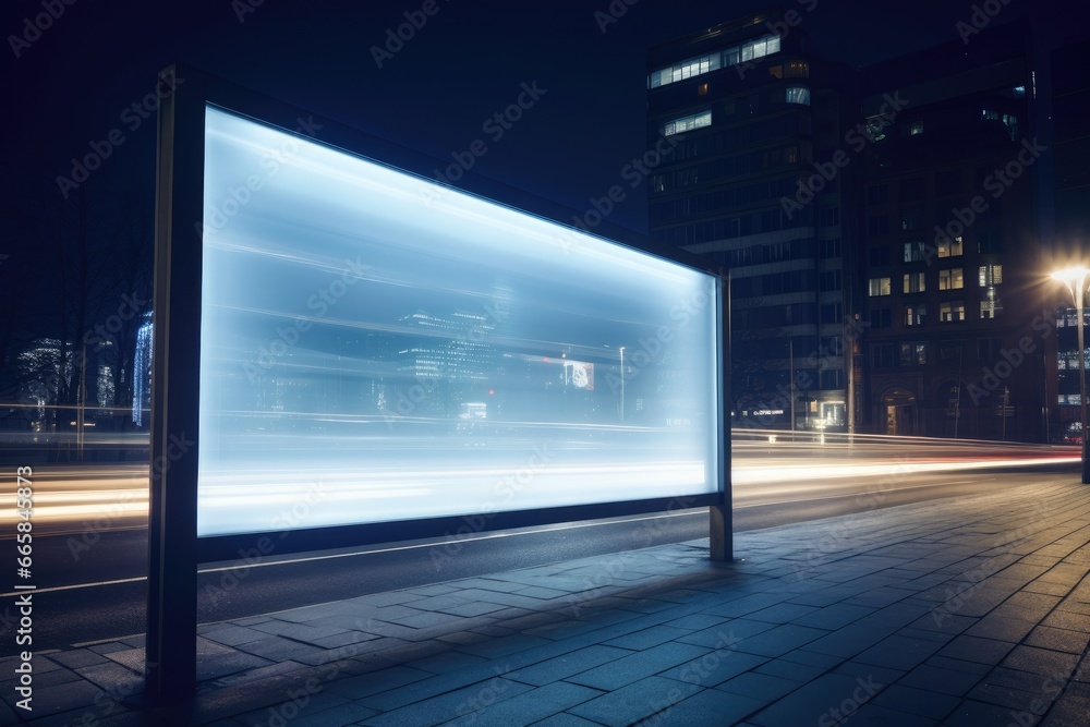 Poster capture attention with this modern blank billboard mockup on a busy urban street, ideal for displayi