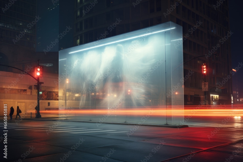 Poster capture attention with this modern blank billboard mockup on a busy urban street, ideal for displayi