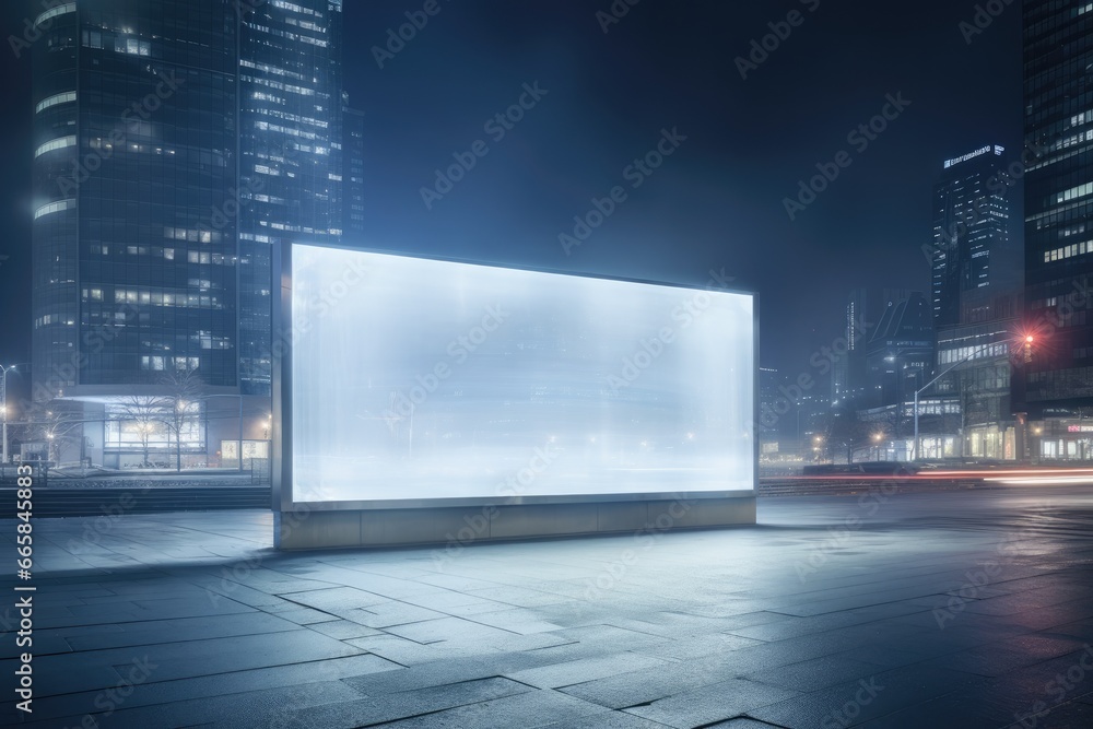 Poster capture attention with this modern blank billboard mockup on a busy urban street, ideal for displayi