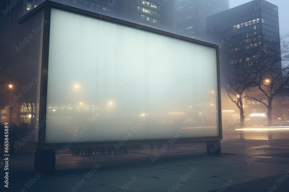 Poster Capture Attention with This Modern Blank Billboard Mockup on a Busy Urban Street, Ideal for Displaying Your Marketing Message at Night