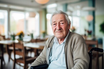 Portrait of a senior man in a wheelchair at the nursing home