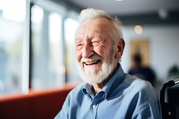 Portrait of a senior man in a wheelchair at the nursing home