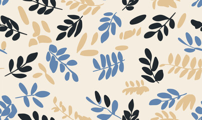 Floral pattern made from abstract organic leaf shapes. Seamless modern pattern