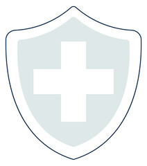 Shield with cross symbol. Health protection icon. Medical sign