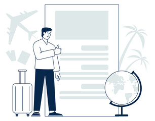 Travel insurance document. Global protection agreement icon
