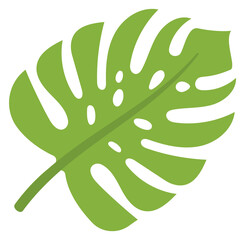 Monstera leaf. Green tropical jungle plant icon - obrazy, fototapety, plakaty
