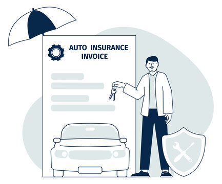 Auto insurance invoice. Car repair agreement concept
