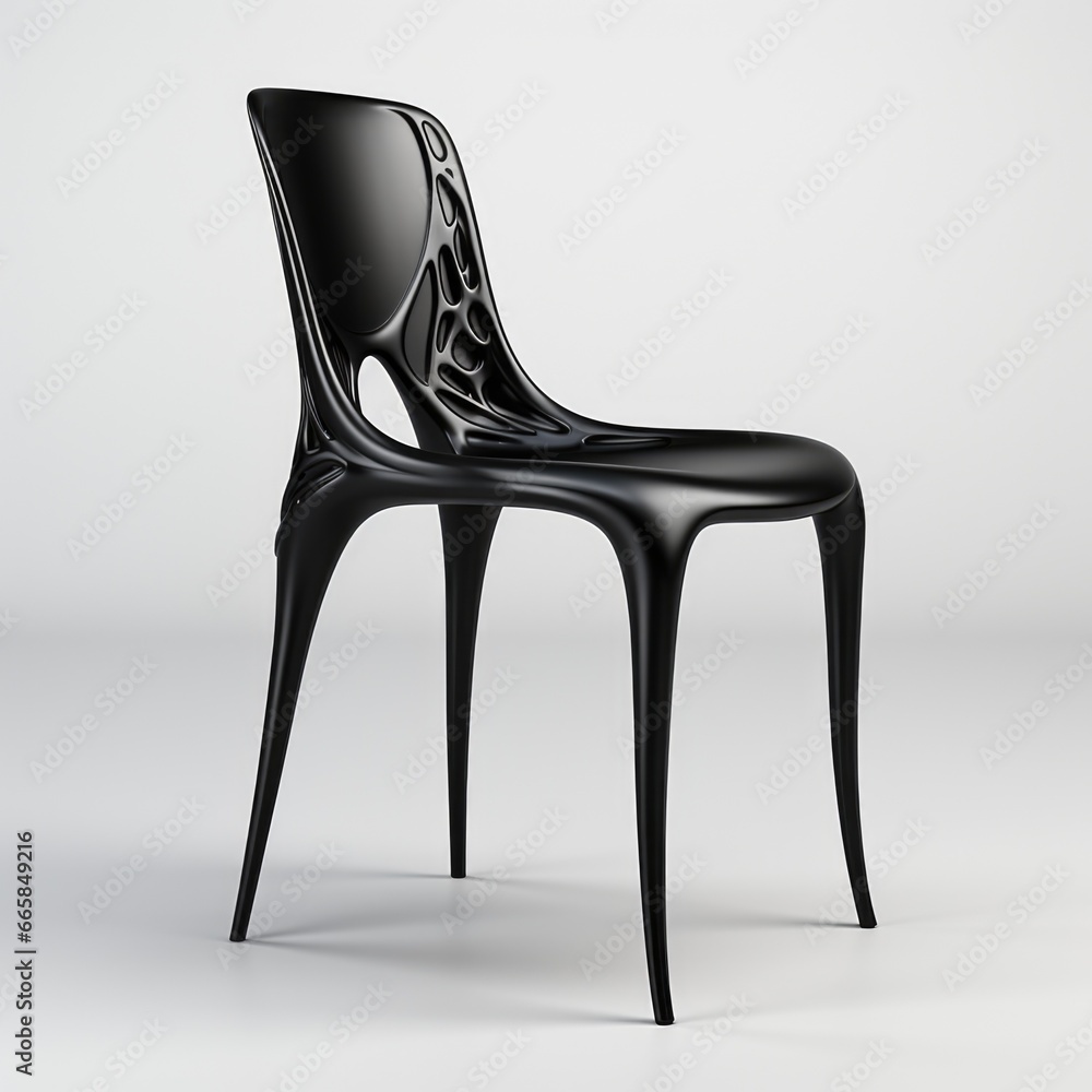 Sticker A black chair with a black seat and back, AI