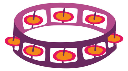 Tambourine color icon. Folk music symbol. Percussion instrument
