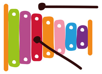 Color xylophone toy. Child music instrument icon - obrazy, fototapety, plakaty