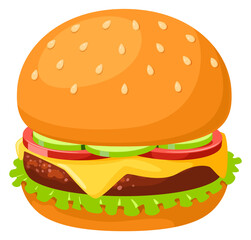 Burger cartoon icon. Hamburger fast food symbol