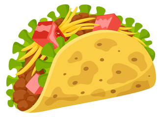 Taco cartoon icon. Traditional mexican fast food