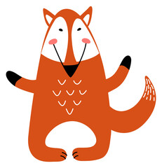 Smiling fox in nordic style. Woodland animal character