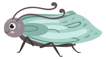 Winged beetle. Funny face bug. Cute animal