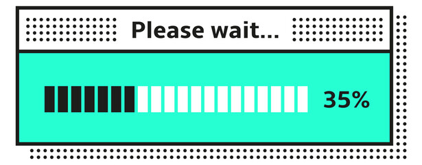 Progress loader window in vintage interface. Hipster style computer screen