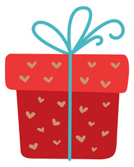 Red present with heart pattern wrapping gift paper