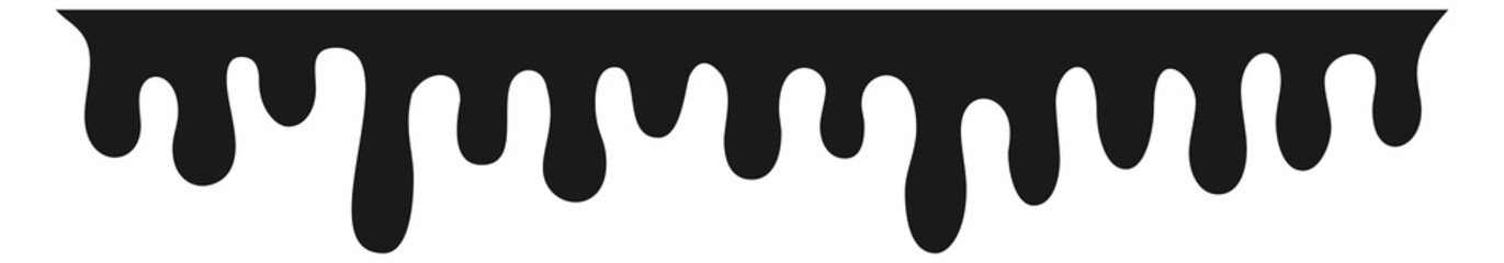 Dripping black paint border. Horizontal ink liquid