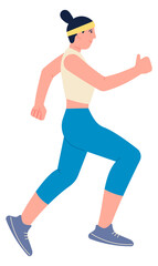 Happy active woman running. Athlete training. Marathon runner