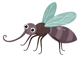 Funny mosquito character. Winged insect cartoon mascot