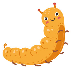 Cute smiling catterpillar. Larva mascot. Happy insect