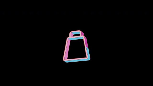Bright cowbell icon is jumping merrily. Retro style. Alpha channel black. Looped from frame 120 to 240, Alpha BW at the end