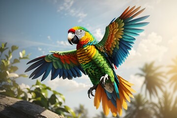 Fototapeta premium blue and yellow macaw ara generative ai 