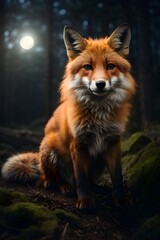 Naklejka na ściany i meble red fox in the forest generative ai 