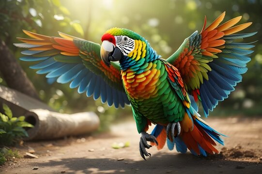 blue and yellow macaw generative ai 