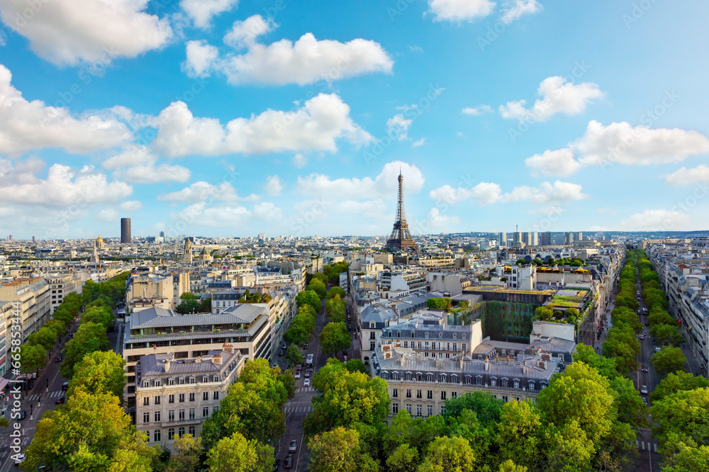 Poster Cityscape of Paris with Eiffel Tower