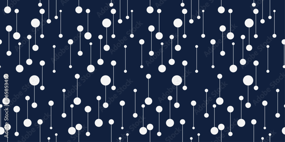 Fototapete Lines with circles at the ends. Blue background and identical lines with circles. For a seamless print. Vector.