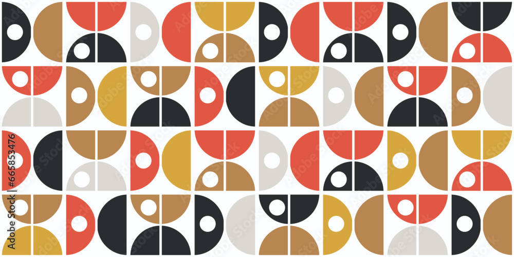 Aufkleber vector seamless pattern of identical rounded shapes. geometric quarters.