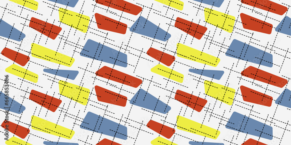 Poster Diagonal color pattern of lines and colored linings. For a seamless print. Vector.