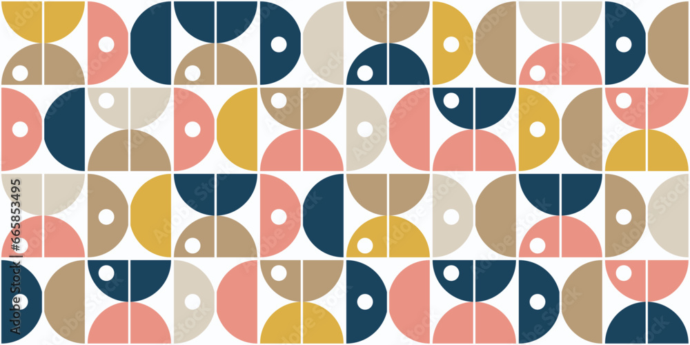 Leinwandbilder colored abstract geometric quarters. vector seamless pattern of identical rounded shapes.