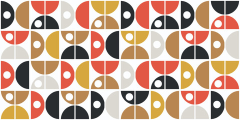 Vector seamless pattern of identical rounded shapes. Geometric quarters.