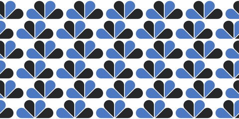 A pattern of identical shapes, a repeating pattern of petals. For a seamless print. Vector.