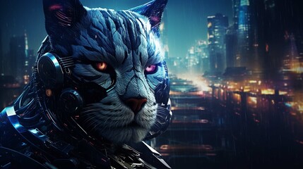  Cyberpunk Cat In The Labyrinth Of Night City