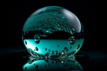 Cyan water bubble. Generative AI