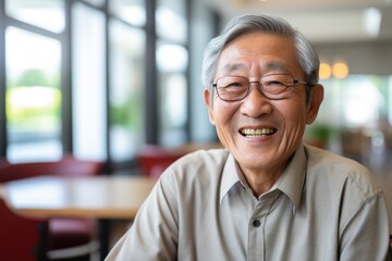 Obraz premium Portrait of smiling elderly man in a nursing home