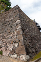 Fototapeta na wymiar Stone wall of Matsue castle in Shimane, Japan