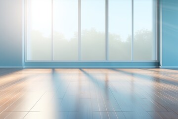 Sunlight falling into an empty room with big windows.