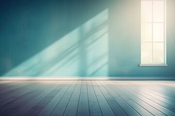 Sunlight falling into an empty room with a mock up wall.