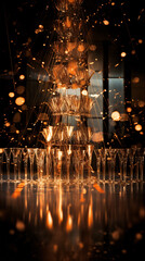 Champagne Tower Revelry  Dance and Delight with Film Grain Enchantment at New Year's Bash