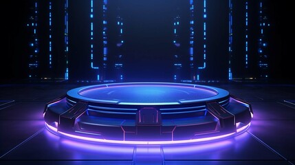 Fototapeta na wymiar 3d illustration rendering of technology futuristic cyberpunk display, gaming scifi stage pedestal background