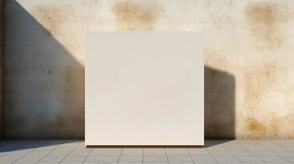 Square light box empty display on beige concrete wall outdoors