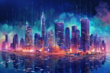 A futuristic city with advanced technology, internet, big data, and 5G connection. Generative AI