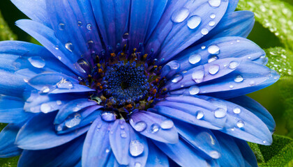 blue flower with droplets