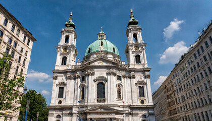 Fototapeta na wymiar church heiliger franz of assisi at mexikoplatz vienna austria